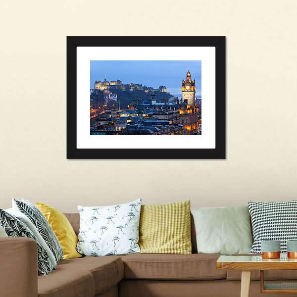 Edinburgh Castle Canvas Wall Art-1 Piece-Framed Print-20" x 16"-Tiaracle