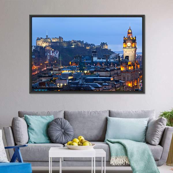 Edinburgh Castle Canvas Wall Art-5 Horizontal-Gallery Wrap-22" x 12"-Tiaracle