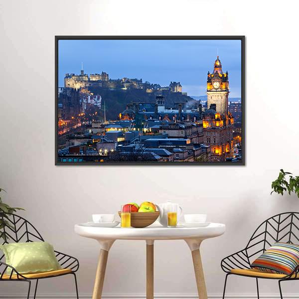 Edinburgh Castle Canvas Wall Art-1 Piece-Floating Frame-24" x 16"-Tiaracle