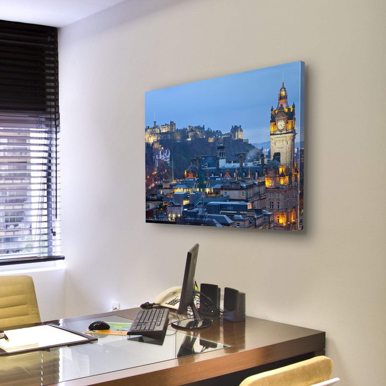 Edinburgh Castle Canvas Wall Art-3 Horizontal-Gallery Wrap-25" x 16"-Tiaracle