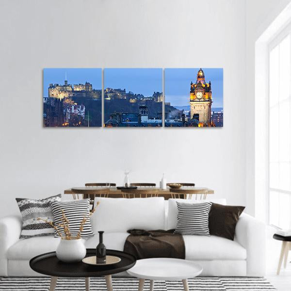 Edinburgh Castle Panoramic Canvas Wall Art-3 Piece-25" x 08"-Tiaracle