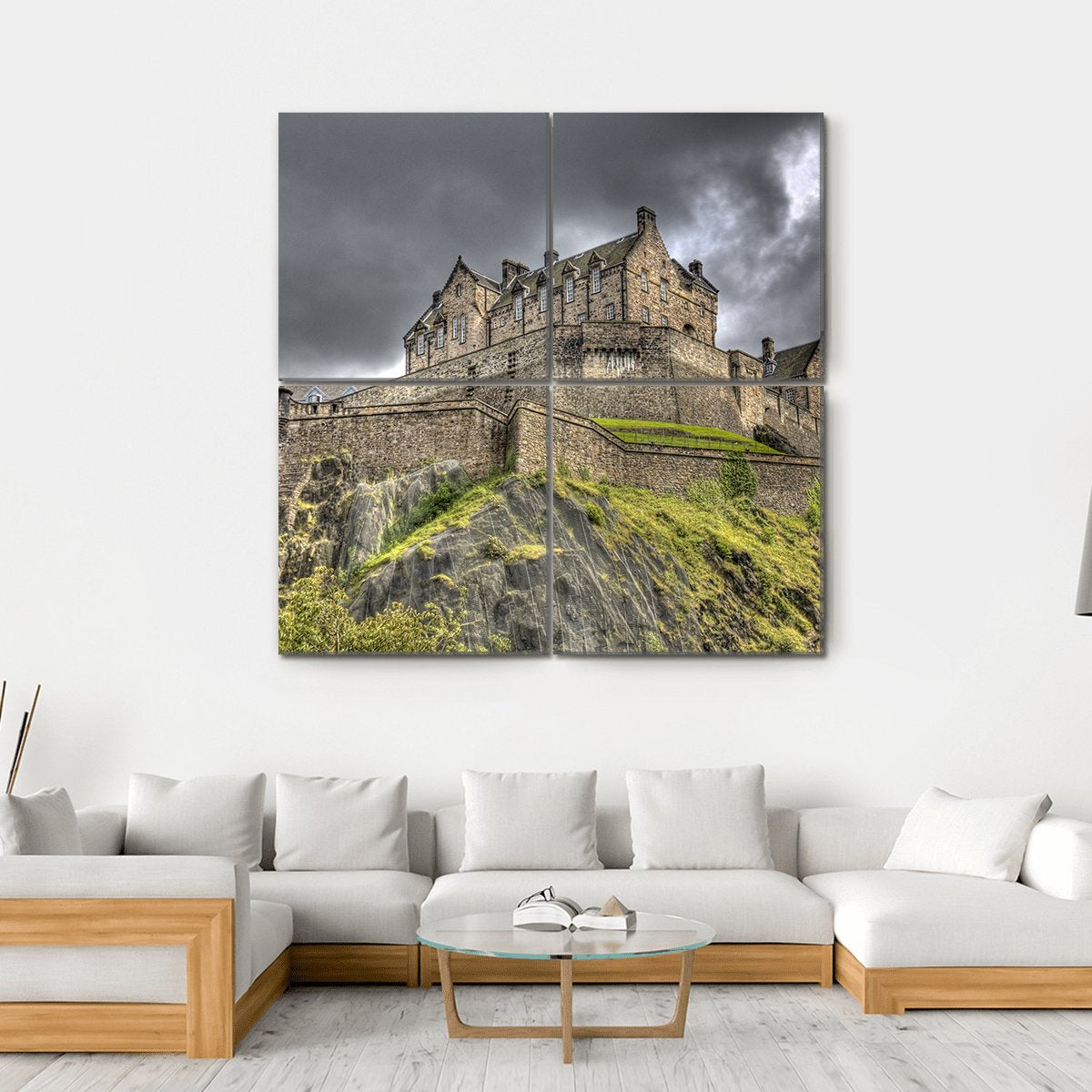 Edinburgh Castle Scotland Canvas Wall Art-4 Square-Gallery Wrap-17" x 17"-Tiaracle