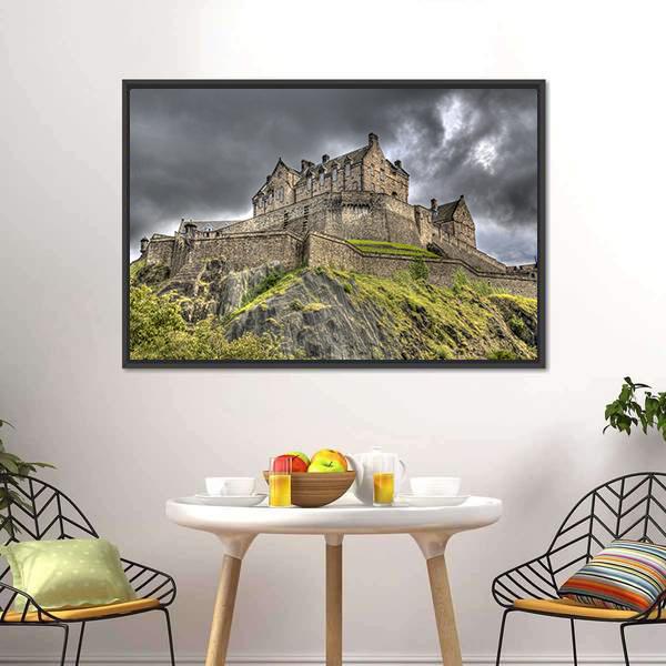 Edinburgh Castle Scotland Canvas Wall Art-1 Piece-Floating Frame-24" x 16"-Tiaracle