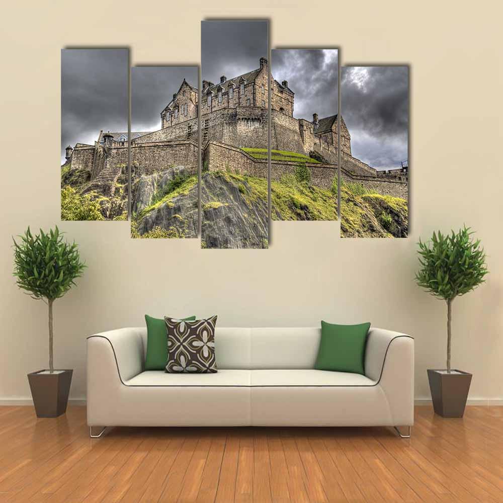 Edinburgh Castle Scotland Canvas Wall Art-5 Pop-Gallery Wrap-32" x 21"-Tiaracle