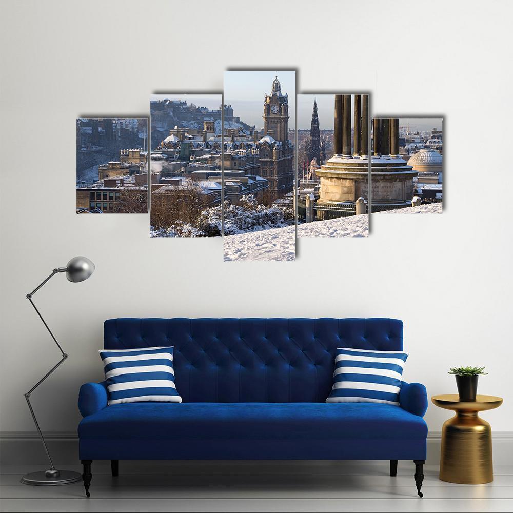 Edinburgh City Canvas Wall Art-5 Star-Gallery Wrap-62" x 32"-Tiaracle