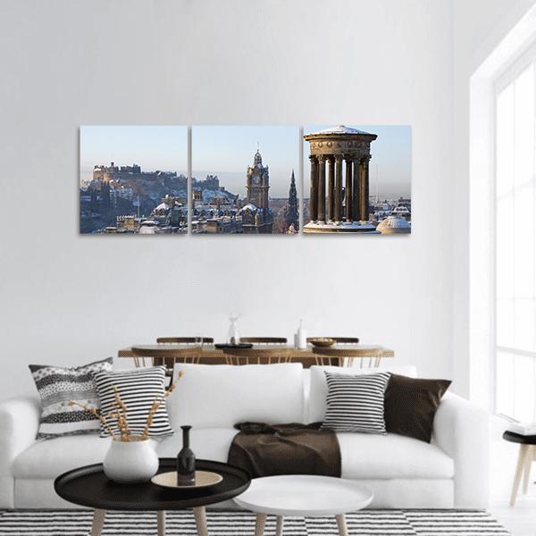 Edinburgh City Panoramic Canvas Wall Art-3 Piece-25" x 08"-Tiaracle