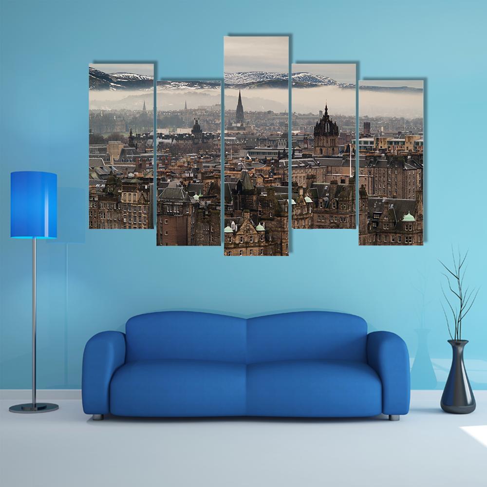 Edinburgh Cityscape Canvas Wall Art-5 Pop-Gallery Wrap-47" x 32"-Tiaracle