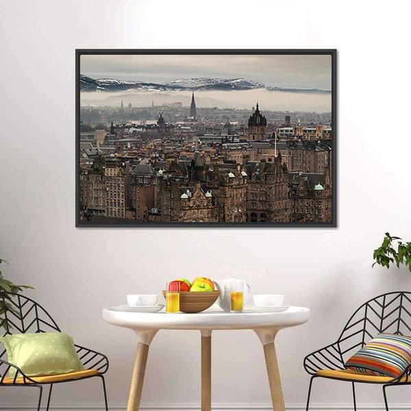Edinburgh Cityscape Canvas Wall Art-1 Piece-Floating Frame-24" x 16"-Tiaracle