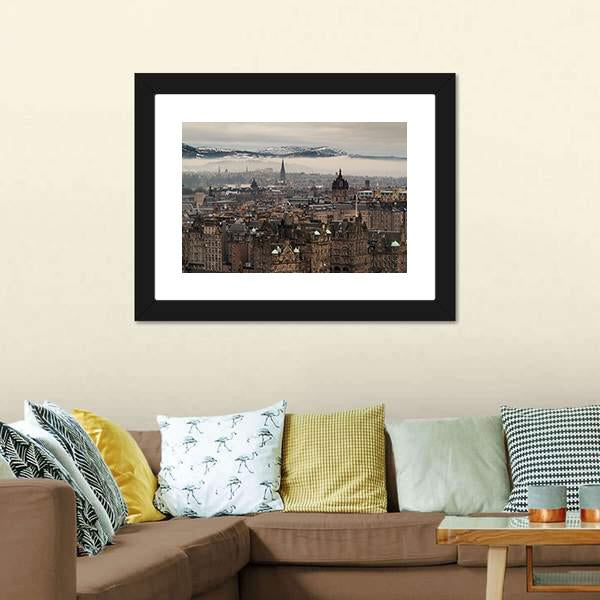Edinburgh Cityscape Canvas Wall Art-1 Piece-Framed Print-20" x 16"-Tiaracle