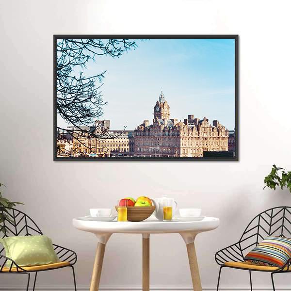 Edinburgh Old Town Houses Canvas Wall Art-1 Piece-Floating Frame-24" x 16"-Tiaracle