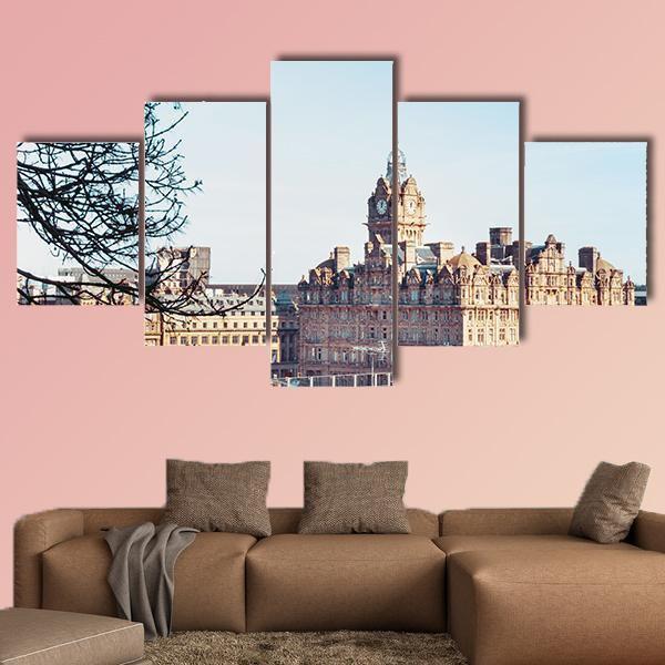 Edinburgh Old Town Houses Canvas Wall Art-5 Star-Gallery Wrap-62" x 32"-Tiaracle