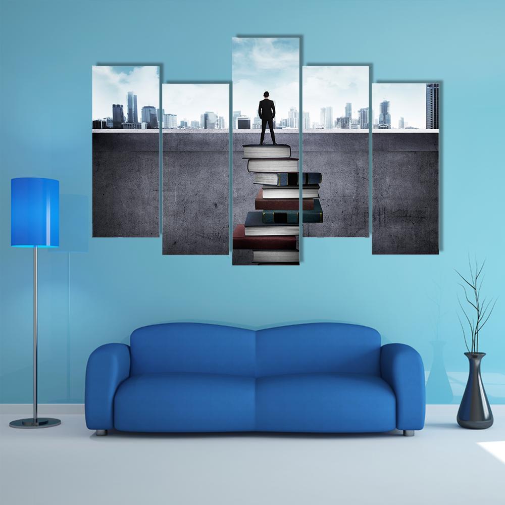 Education For Success Concept Canvas Wall Art-5 Pop-Gallery Wrap-47&quot; x 32&quot;-Tiaracle