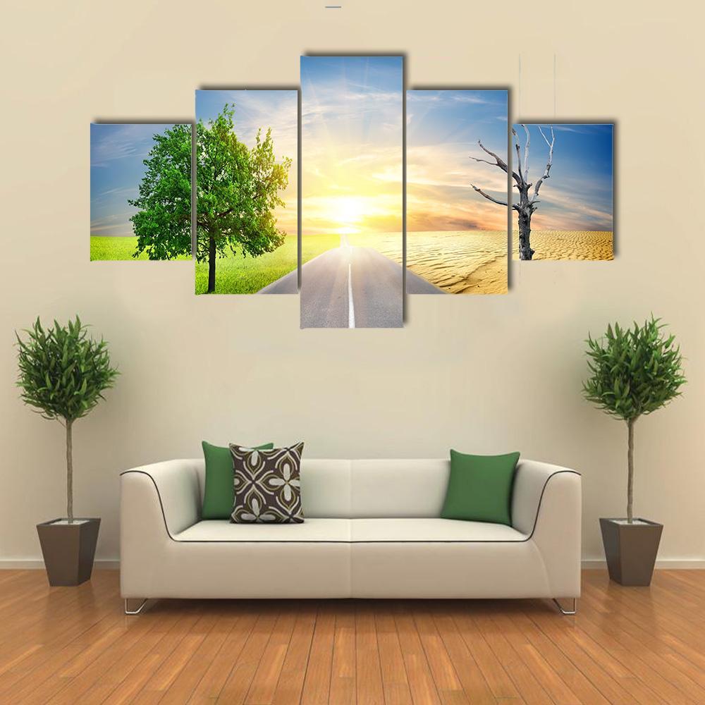 Effect Of Global Warming Canvas Wall Art-5 Star-Gallery Wrap-62" x 32"-Tiaracle