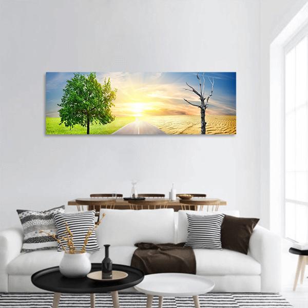 Effect Of Global Warming Panoramic Canvas Wall Art-3 Piece-25" x 08"-Tiaracle