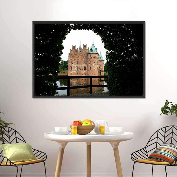 Egeskov Castle Denmark Canvas Wall Art-1 Piece-Floating Frame-24" x 16"-Tiaracle