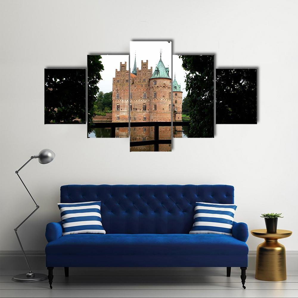 Egeskov Castle Denmark Canvas Wall Art-5 Star-Gallery Wrap-62" x 32"-Tiaracle