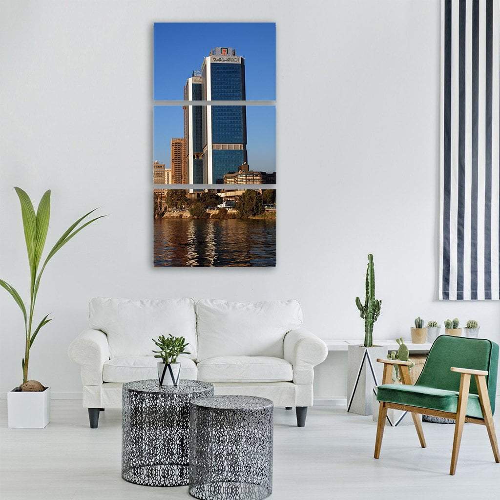 Egypt City View With Beach Vertical Canvas Wall Art-3 Vertical-Gallery Wrap-12" x 25"-Tiaracle