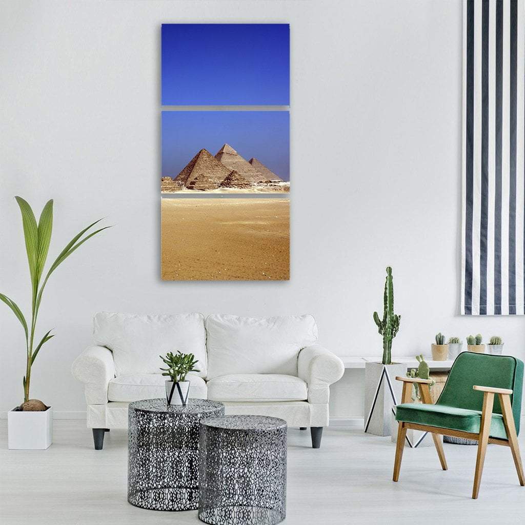 Egypt Desert Pyramids Vertical Canvas Wall Art-3 Vertical-Gallery Wrap-12" x 25"-Tiaracle