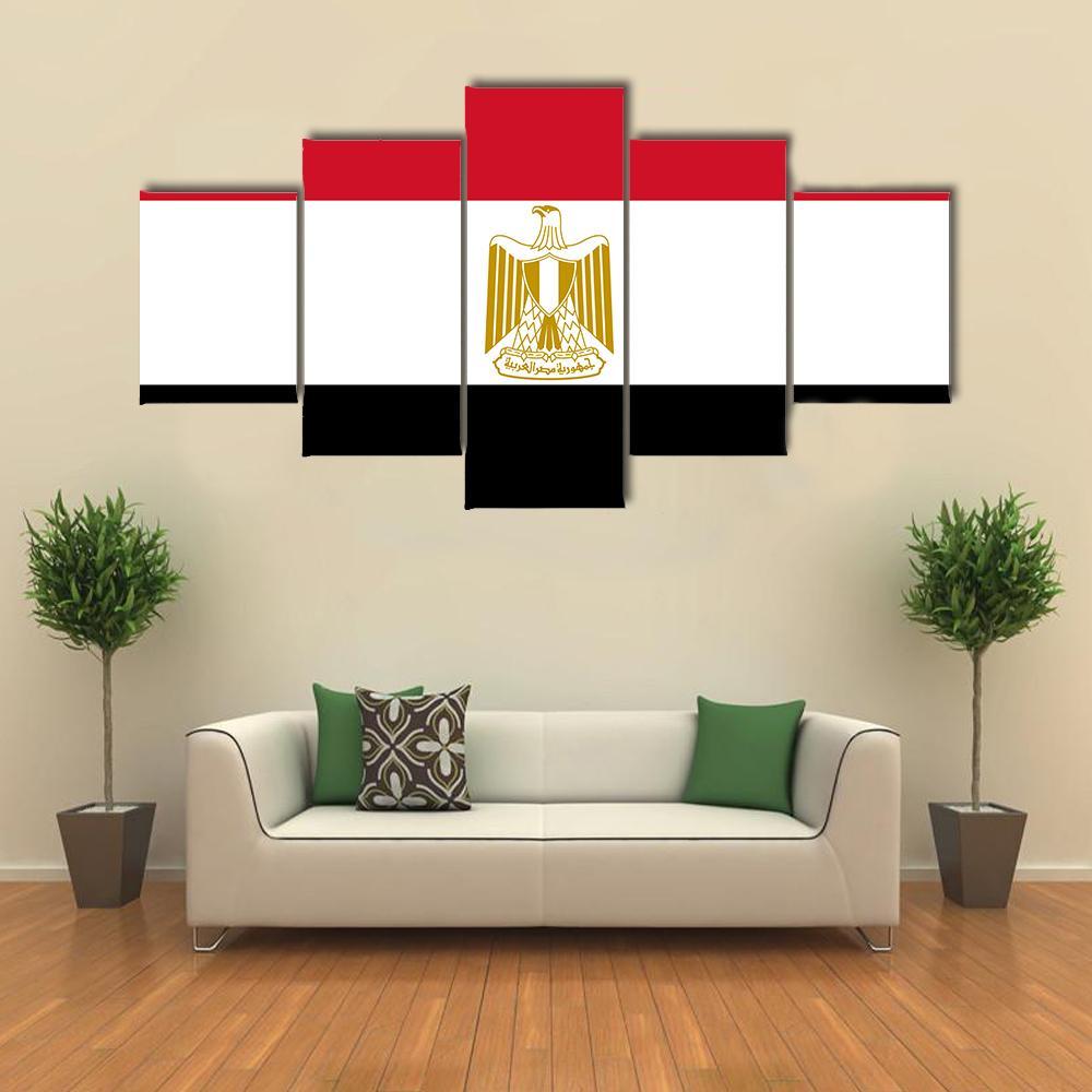 Egypt Flag Canvas Wall Art-5 Star-Gallery Wrap-62" x 32"-Tiaracle
