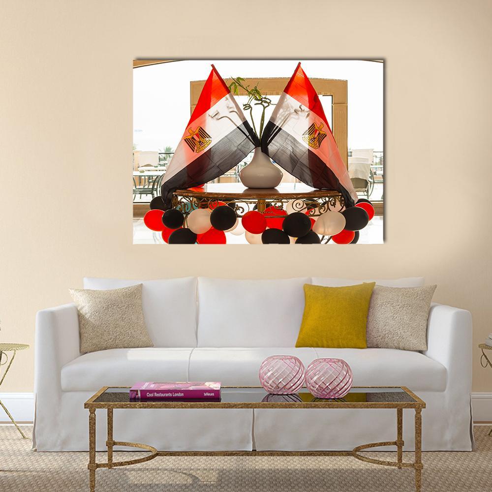 Egyptian Flags Canvas Wall Art-1 Piece-Gallery Wrap-36" x 24"-Tiaracle