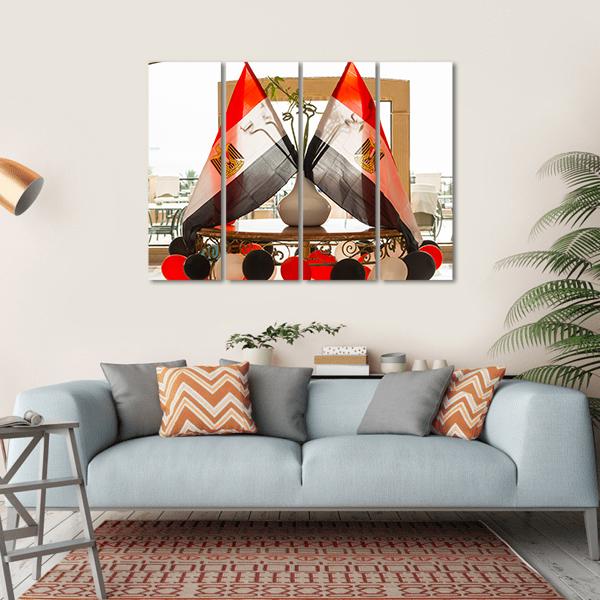 Egyptian Flags Canvas Wall Art-1 Piece-Gallery Wrap-36" x 24"-Tiaracle