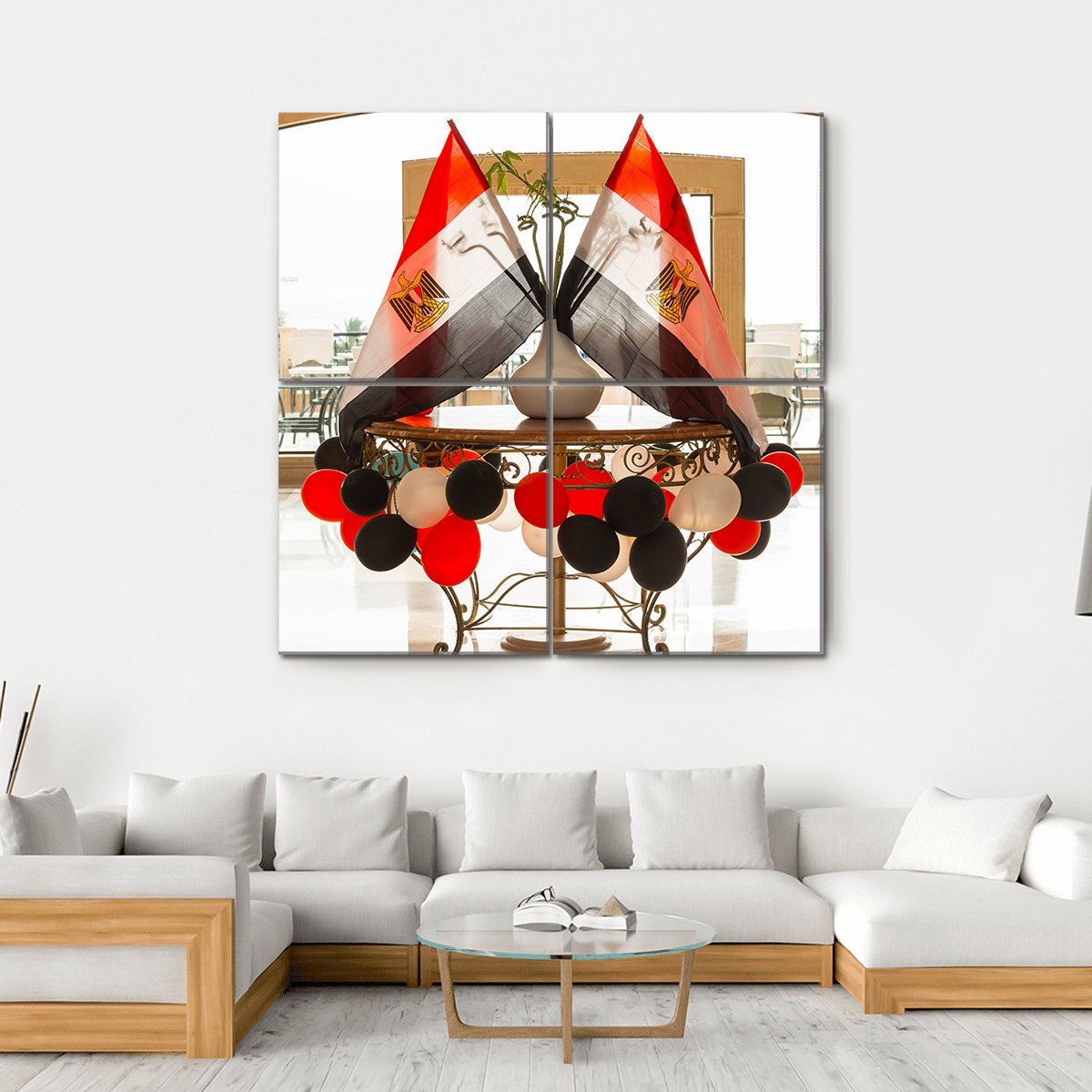 Egyptian Flags Canvas Wall Art-4 Square-Gallery Wrap-17" x 17"-Tiaracle