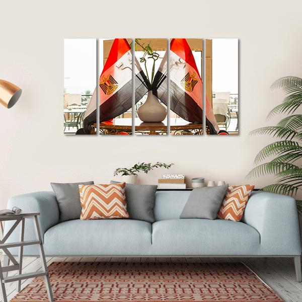 Egyptian Flags Canvas Wall Art-5 Horizontal-Gallery Wrap-22" x 12"-Tiaracle