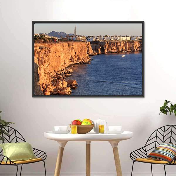 Egyptian Hotel From Red Sea Canvas Wall Art-1 Piece-Floating Frame-24" x 16"-Tiaracle