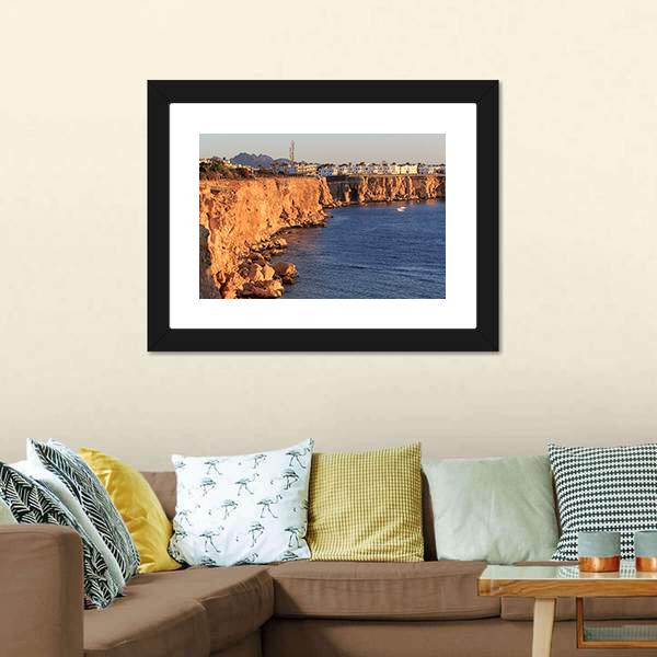 Egyptian Hotel From Red Sea Canvas Wall Art-1 Piece-Framed Print-20" x 16"-Tiaracle