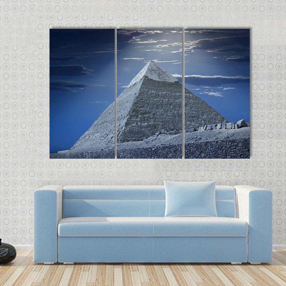 Egyptian Pyramid Canvas Wall Art-3 Horizontal-Gallery Wrap-37" x 24"-Tiaracle