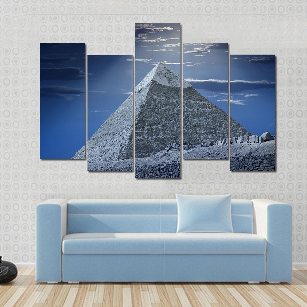 Egyptian Pyramid Canvas Wall Art-5 Pop-Gallery Wrap-47" x 32"-Tiaracle