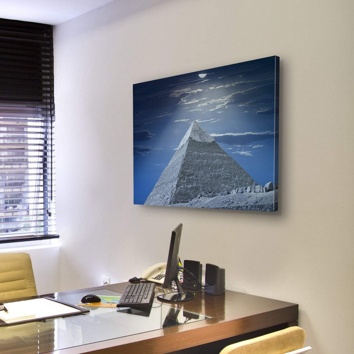 Egyptian Pyramid Canvas Wall Art-3 Horizontal-Gallery Wrap-25" x 16"-Tiaracle