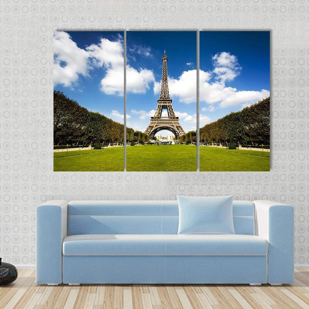 Eiffel Tower France Canvas Wall Art-3 Horizontal-Gallery Wrap-37" x 24"-Tiaracle