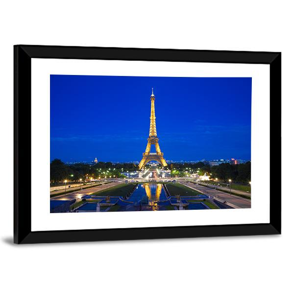Eiffel Tower Illuminated Vertical Canvas Wall Art-3 Vertical-Gallery Wrap-12" x 25"-Tiaracle