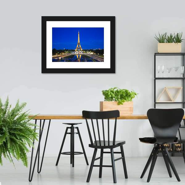 Eiffel Tower Illuminated Vertical Canvas Wall Art-3 Vertical-Gallery Wrap-12" x 25"-Tiaracle