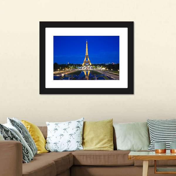 Eiffel Tower Illuminated Vertical Canvas Wall Art-3 Vertical-Gallery Wrap-12" x 25"-Tiaracle