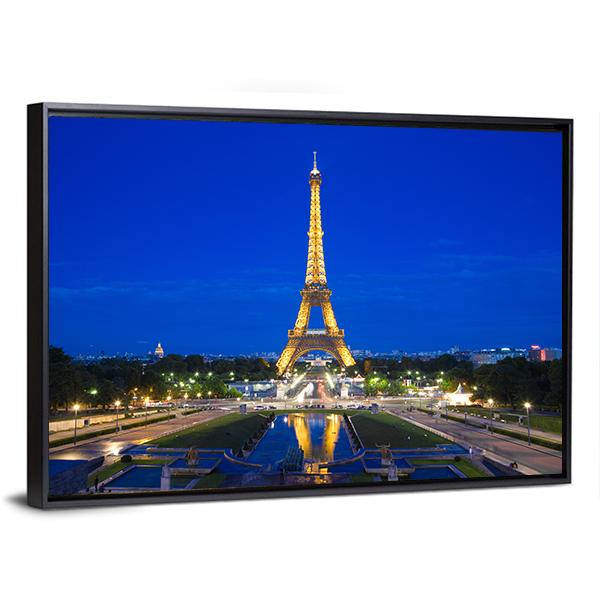 Eiffel Tower Illuminated Vertical Canvas Wall Art-3 Vertical-Gallery Wrap-12" x 25"-Tiaracle
