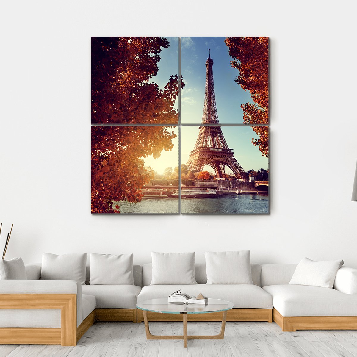 Eiffel Tower In Autumn Canvas Wall Art-4 Square-Gallery Wrap-17" x 17"-Tiaracle