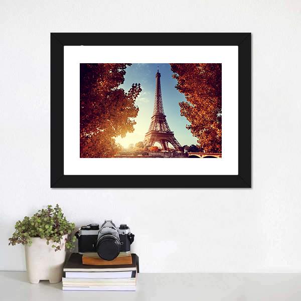 Eiffel Tower In Autumn Canvas Wall Art-5 Horizontal-Gallery Wrap-22" x 12"-Tiaracle