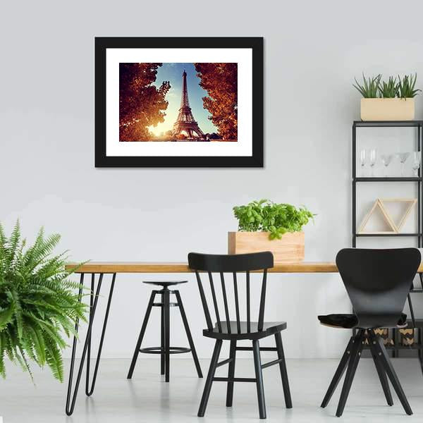 Eiffel Tower In Autumn Canvas Wall Art-5 Horizontal-Gallery Wrap-22" x 12"-Tiaracle