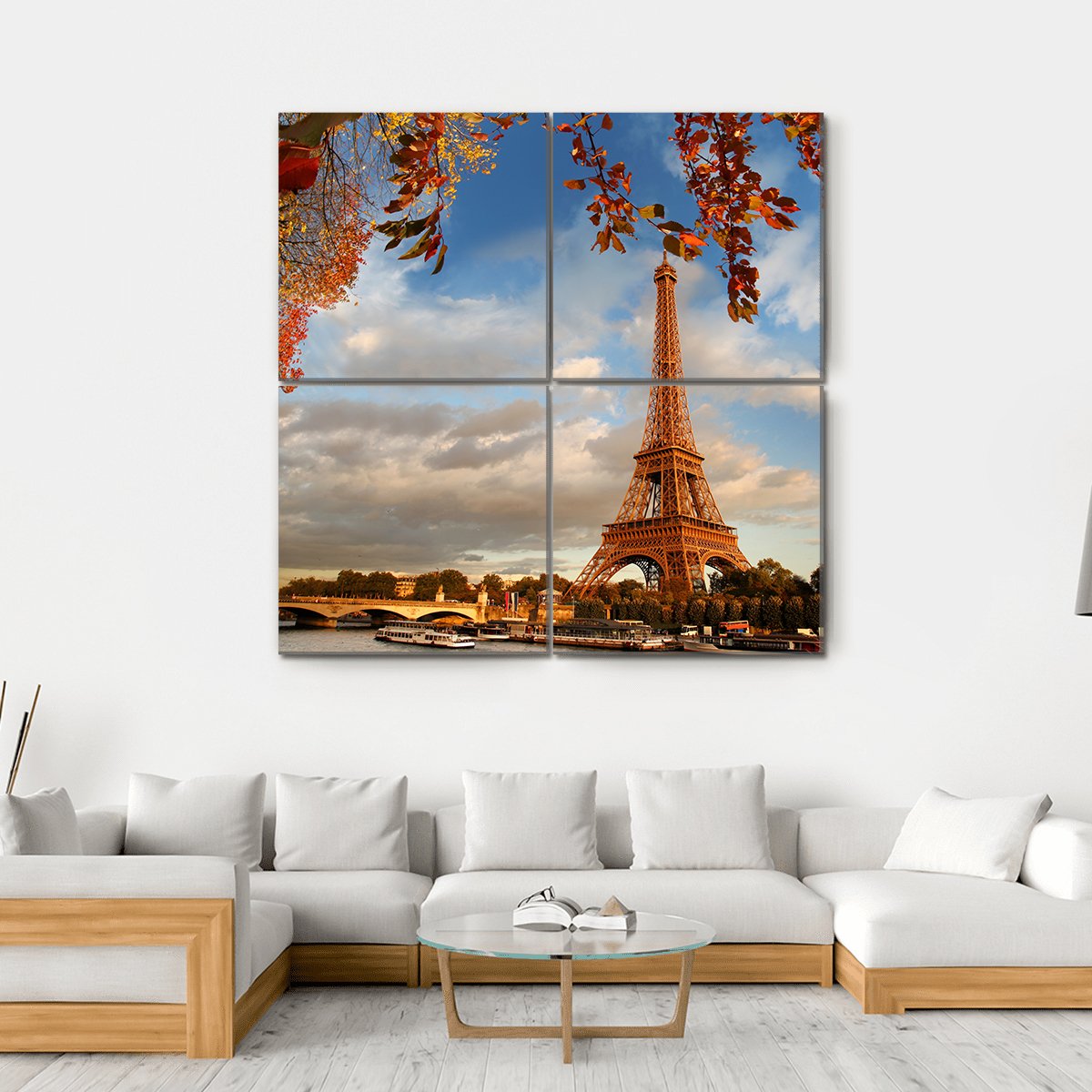 Eiffel Tower In Autumn Paris Canvas Wall Art-4 Square-Gallery Wrap-17" x 17"-Tiaracle