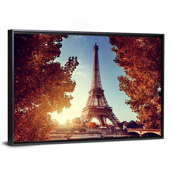 Eiffel Tower In Autumn Vertical Canvas Wall Art-3 Vertical-Gallery Wrap-12" x 25"-Tiaracle