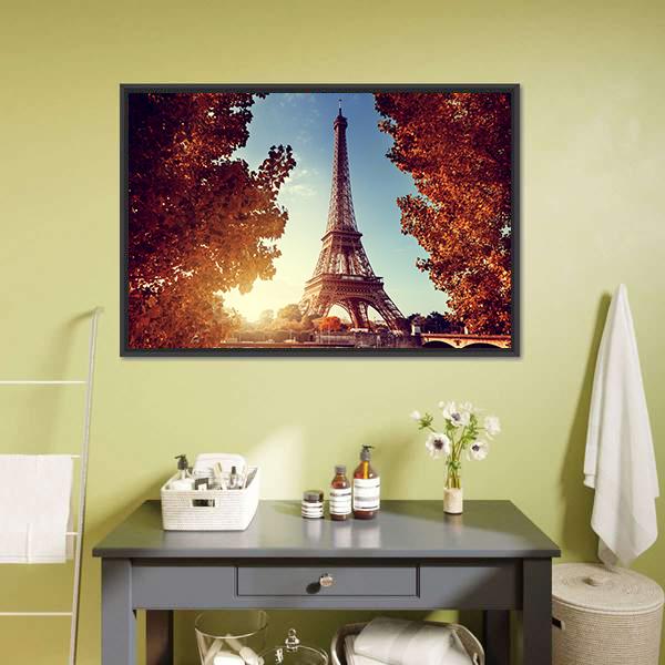 Eiffel Tower In Autumn Vertical Canvas Wall Art-3 Vertical-Gallery Wrap-12" x 25"-Tiaracle