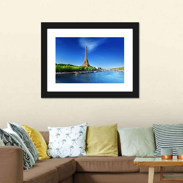 Eiffel Tower In Day Time Canvas Wall Art-1 Piece-Framed Print-30" x 20"-Tiaracle