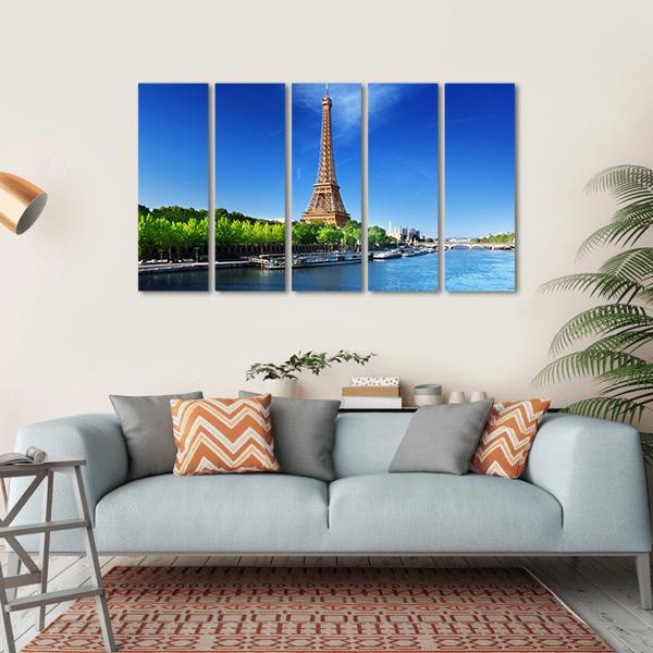 Eiffel Tower In Day Time Canvas Wall Art-5 Horizontal-Gallery Wrap-22" x 12"-Tiaracle
