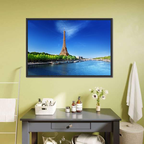 Eiffel Tower In Day Time Canvas Wall Art-3 Horizontal-Gallery Wrap-25" x 16"-Tiaracle