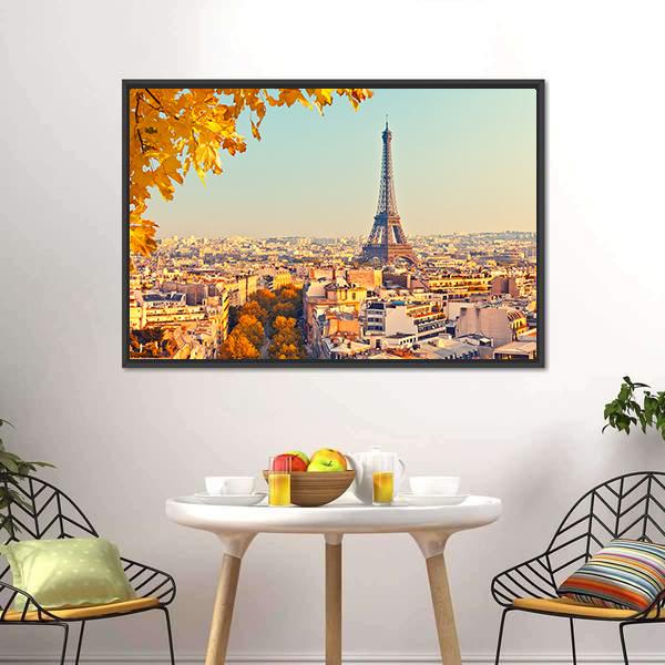 Eiffel Tower In Paris Canvas Wall Art-1 Piece-Floating Frame-24" x 16"-Tiaracle