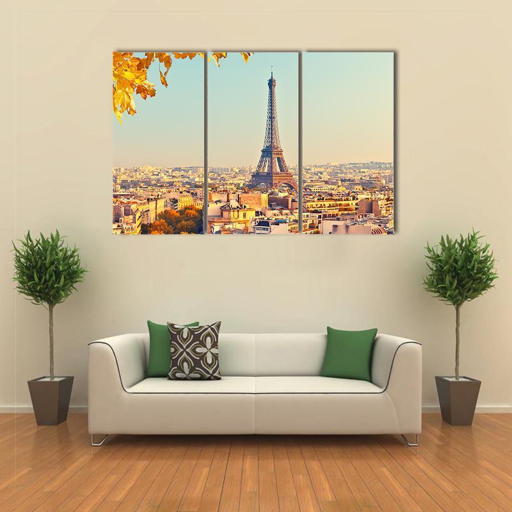 Eiffel Tower In Paris Canvas Wall Art-3 Horizontal-Gallery Wrap-37" x 24"-Tiaracle