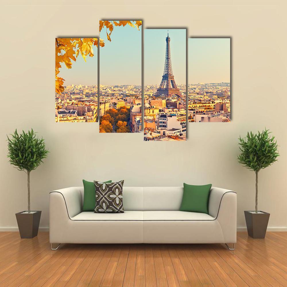 Eiffel Tower In Paris Canvas Wall Art-4 Pop-Gallery Wrap-50" x 32"-Tiaracle