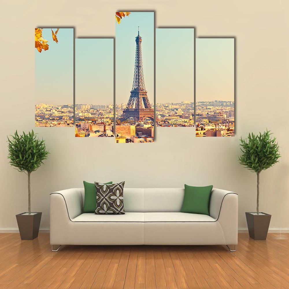 Eiffel Tower In Paris Canvas Wall Art-5 Pop-Gallery Wrap-47" x 32"-Tiaracle